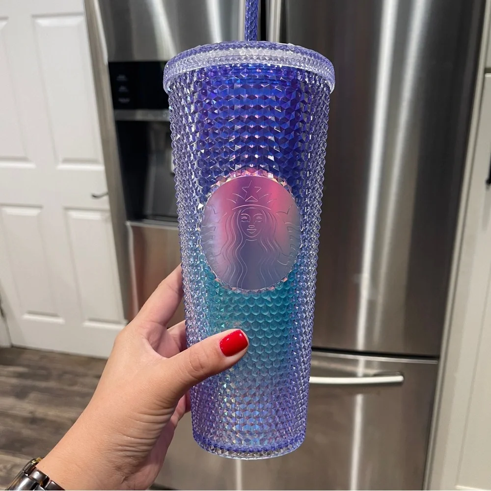 Starbucks studded Iridescent Purple and Teal ombre Tumbler 24 oz NWT